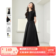 梵希蔓簡約通勤黑色短袖連衣裙女2025年夏季新款收腰顯瘦小黑裙子 M6986 黑色 M