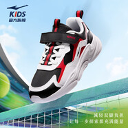 鴻星爾克（ERKE）童鞋男童女童運動(dòng)鞋新年冬季休閑跑步鞋兒童紅色運動(dòng)鞋丨云穹 正黑/爾克白/大學(xué)紅 35