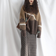 圣紡源深圳南油女裝高端遮肚子半身長(cháng)裙秋冬卡通毛衣外套女顯瘦格子裙裝 套裝(版) M 85-100斤