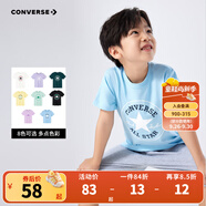 Converse 匡威童裝男女童短袖T恤夏季純棉舒適針織兒童休閑上衣 天空藍(lán) 130 /64 【建議身高116-122cm】