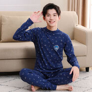 浪莎高中學(xué)生舒絨內衣套裝男中大童萊卡秋衣秋褲青少年秋冬保暖棉毛衫 深藍59 M 160(適合身高148-158c)