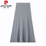 皮爾卡丹高腰半身裙2026秋冬季加厚打底裙新款百褶大擺A字針織毛裙 淺灰色 M 【85-110斤】