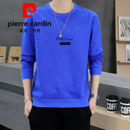 皮爾卡丹（pierre cardin）春秋款衛(wèi)衣男舒適時尚百搭上衣男裝圓領無帽套頭長袖體恤內搭外穿 彩蘭色_S4034 M _體重95-115斤