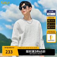 卡賓（CABBEEN）【創(chuàng)意棋盤格】男裝提花針織衫2024秋冬新款寬松休閑情侶毛衣 米白色12 2XL /185/54