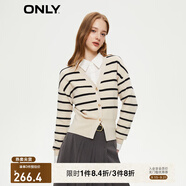 ONLY秋季休閑氣質(zhì)甜美V領(lǐng)短款開衫針織衫女|12433B012 H22 迪恩白底細(xì)條紋 L (170) 88A