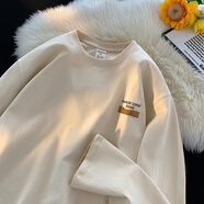 以純（YISHion）美式貼標長(cháng)袖t恤男2024春夏秋季內搭打底衫秋衣重磅純棉寬松上衣 杏色 S