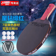 紅雙喜DHS狂飚專(zhuān)業(yè)星鉆乒乓球拍全能型直拍狂飆D01-S緋紅附拍套乒乓球