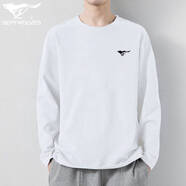 七匹狼（SEPTWOLVES）男士品牌純.棉長(zhǎng)袖t恤男春秋季圓領(lǐng)百搭中青年體恤衫純色打底上衣 白色 1件 L 【105-120斤】
