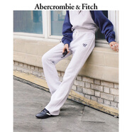Abercrombie & Fitch女裝25秋冬新款百搭LOGO顯瘦微喇保暖抓絨運動(dòng)衛褲長(cháng)褲147-5116 銀灰色 S (165/72A) 偏大偏長(cháng)，建議小一碼
