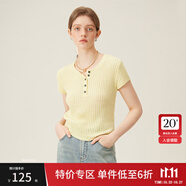 范思藍恩紅色旺中女針織衫2024夏季新款輕薄透氣外穿小打底衫 黃色 XS