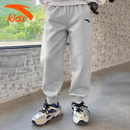 安踏兒童加絨褲子男秋冬新款保暖休閑運動(dòng)長(cháng)褲中大童裝男童百搭衛褲 黑色-褲腿標【加絨保暖】 160 cm