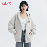 班尼路（Baleno）拉鏈開(kāi)衫簡(jiǎn)約寬松春秋季慵懶風(fēng)連帽衛(wèi)衣女oversize休閑時(shí)尚外套女