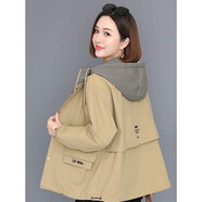 女王女士短外套2025年早春潮大碼薄外套春秋百搭上衣外套 卡其色 M [建議100斤內]