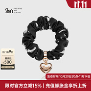 She's茜子發(fā)飾心形發(fā)圈大腸圈頭花頭繩馬尾皮筋綁頭發(fā)繩頭飾生日禮物女 印花黑色G3