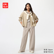 優(yōu)衣庫(kù)女裝絨面針織寬腿褲/闊腿褲褲子25秋冬新款479284 31 米色 2XL /165/84A