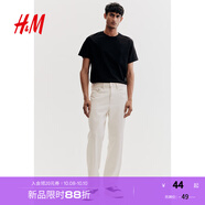H&M男裝女裝T恤秋季透氣圓領(lǐng)短袖運動(dòng)上衣短袖內搭打底衫0685816 黑色 M 175/100
