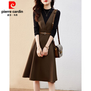 皮爾卡丹（pierre cardin）時尚背帶連衣裙套裝女2025秋季簡約氣質(zhì)背帶裙+打底衫兩件套套裝 1208/棕背帶裙+黑打底 S 建議100斤內(nèi)