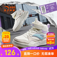安踏兒童運(yùn)動(dòng)鞋男女童春秋學(xué)生防滑保暖防風(fēng)高幫板鞋小白鞋 【女款】白/沙礫灰/藍(lán)8002-1 39 腳長(zhǎng)約24.5cm