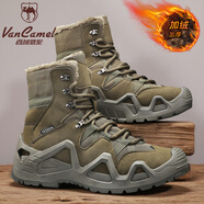 西域駱駝（VANCAMEL）男鞋高幫雪地靴男2025冬季新款加絨加厚高幫東北棉鞋厚底工裝潮鞋 軍綠 41