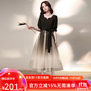 梵奧格（FANAOGE）成人禮服女18歲禮服裙子學(xué)生連衣裙胖mm大碼法式黑色晚禮服女2025 典雅黑色中長款 M 【100斤-110斤左右穿著】