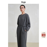 旅途原品ltyp 加絨針織抽繩連衣裙  極簡(jiǎn)文藝優(yōu)雅休閑長裙女冬季 深巖灰 S