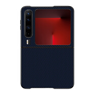 華為（HUAWEI）【品質(zhì)原裝】適用于華為PuraX折疊屏印花素皮手機殼華為pocket2保 凱夫拉紋理藍色 華為_(kāi)nova_Flip