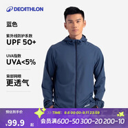 迪卡儂迪卡儂防曬衣男戶外跑步衣防風帽衫防曬外套藍色M-4826158