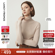 朗姿【王楚然同款】純羊毛高領(lǐng)針織衫秋冬內(nèi)搭打底上衣曠野美拉德 珊瑚粉色 M