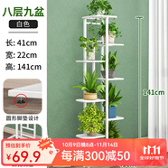 思故軒（SIGUXUAN）落地花架鐵藝花盆架多層陽臺客廳戶外綠蘿花架收納裝飾架爬藤花架 H919白色【43*22*141cm】