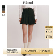 ELAND衣戀短褲女格雷系A(chǔ)字型短款腰帶設(shè)計百褶裙褲褲子女 黑色(19)Black S