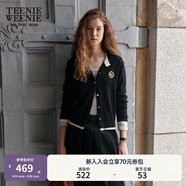 Teenie Weenie小熊秋季綿羊毛軟糯毛針織開衫簡(jiǎn)約通勤毛衣外套女裝 黑色 M (165)