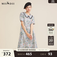 謎底純棉短袖連衣裙2022夏新款復古田園收腰花色中長裙222ML0707 深豆綠花 XL