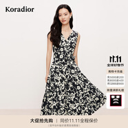 珂萊蒂爾2025年夏季新款棉質(zhì)法式淑女優(yōu)雅浪漫印花無袖連衣裙女 黑色 2XL