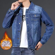 NAOISKEY?腦斯基秋冬款帥氣牛仔外套韓版潮流新款男士工裝牛仔外套男夾克 B131牛仔外套深藍色 加絨 M 建議體重：80-100