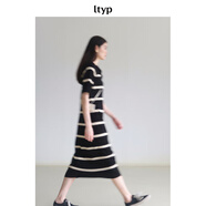旅途原品（ltyp）真絲亞麻棉休閑V字翻領(lǐng)條紋針織連衣裙女直筒中長裙 杏黑色-經(jīng)典條紋-真絲亞麻棉 L -XL-165-170cm（現(xiàn)貨）