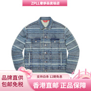 SupremeFW22Week14系列分層條紋單排扣牛仔外套男女同款情侶款 水洗藍 L
