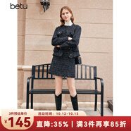 百圖betu女裝秋冬新款半身裙ins風時髦小香風短裙A型裙女2310T74 黑色 XS
