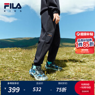 FILA斐樂兒童童裝褲子2025年冬季新款男女童加絨運動針織長褲 RD寶藍(lán)-NV 150