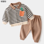 嬰兒秋季衣服男寶一歲半嬰兒春秋款套裝新款寶寶春秋季兩件套polo領(lǐng)衣服時(shí)髦洋氣潮03 黑白條紋色套裝 73 身高不超過60cm可穿可開檔