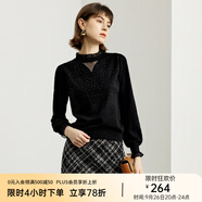 顏域時(shí)尚燈籠袖針織衫女2025新款冬裝復(fù)古溫柔風(fēng)通勤氣質(zhì)套頭毛衣 黑色 2XL 44
