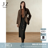 玖姿·安娜蔻商務(wù)通勤簡潔氣質(zhì)百搭毛呢A字半身腰裙女2024冬款 素黑 L