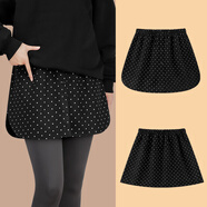 紐菲奧納新款秋冬高級感屁簾女配鯊魚(yú)褲遮擋裙半身裙衛衣疊穿大碼遮臀短裙 黑色波點(diǎn)【紐扣款】 L 90-125斤