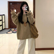 馨悠潔冬季韓系慵懶風(fēng)棕色套頭毛衣女秋冬季2025小個(gè)子內(nèi)搭上衣 毛衣(無logo)【毛衣秋冬女/冬季 S 40/45kg