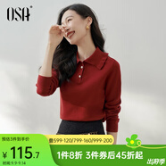 歐莎（OSA）減齡娃娃領套頭針織衫女士初春2025年新款顯瘦外搭上衣 紅色 XL