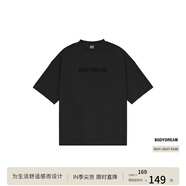 BODYDREAM索羅娜涼感短袖男夏季重磅破洞情侶裝t恤五分袖休閑上衣 黑色（涼感） S