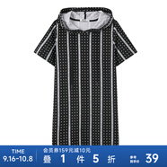美特斯邦威連衣裙女夏季學生休閑潮流印花針織連衣裙 黑色組 S 155 80A