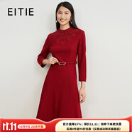 愛特愛（EITIE）氣質(zhì)半高領(lǐng)收腰連衣裙羊毛呢子裙冬季新款簡約大氣A字裙6807512 紅色60 M 160