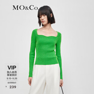 MO&Co.修身針織衫緊身針織衣極簡(jiǎn)風(fēng)毛衣摩安珂 萊姆綠色 M 165