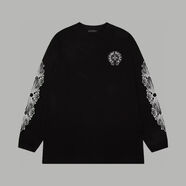 克羅心（chrome heart）2025舒適百搭上衣高級(jí)長(zhǎng)袖簡(jiǎn)約通勤純棉體恤圓領(lǐng)中長(zhǎng)款寬松 黑色【高品質(zhì)】 2XL