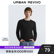 UR秋冬新款男裝植物系基礎款雜色軟糯針織衫UMB940002 正黑 XS